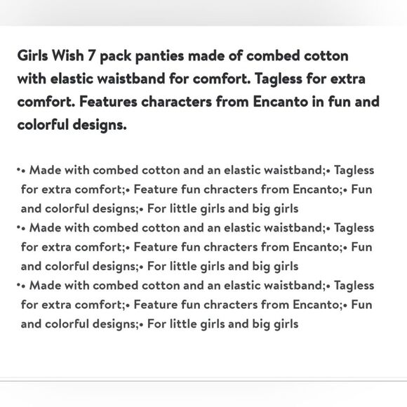Girls Wish 7 Pack Character Underwear, Size 4 - Picture 6 of 9